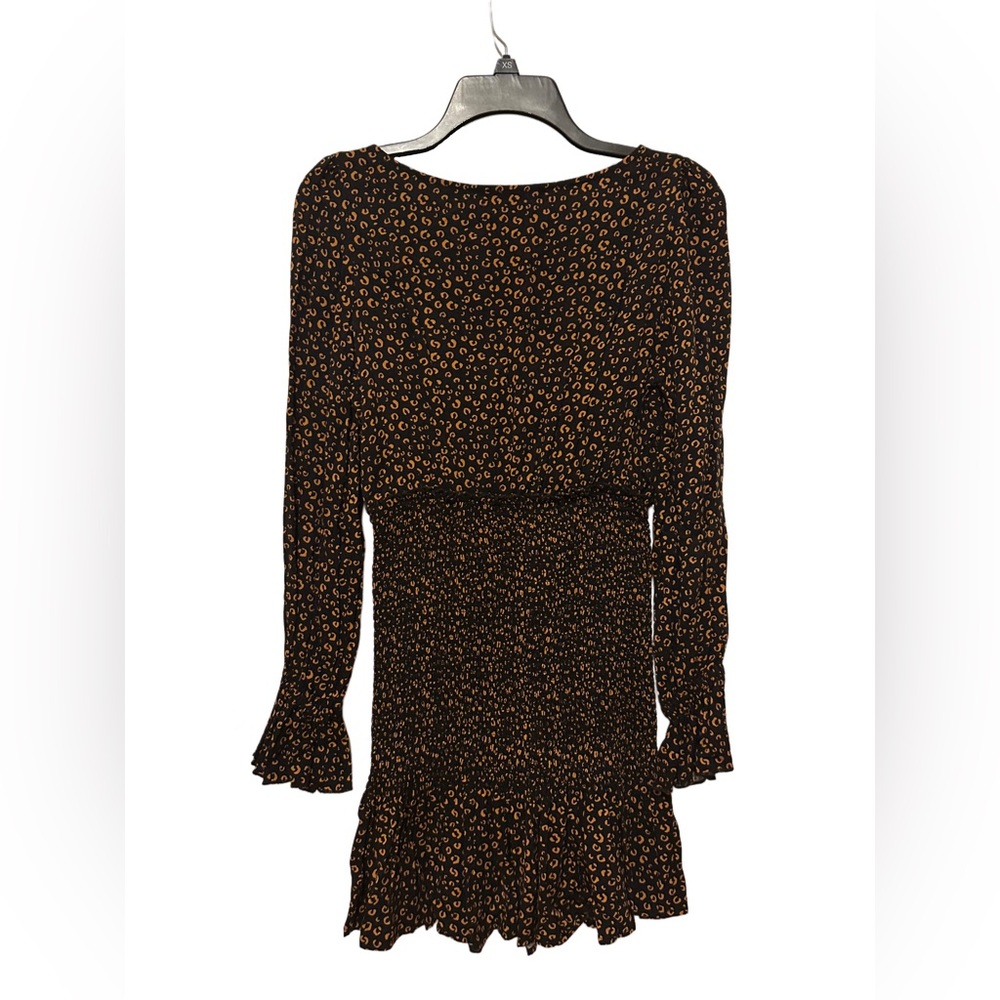 Stylish Black Long Sleeve Dress with Fun Orange Dots